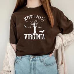 Mystic Falls Virginia T-shirt Vampire Diaries Shirt Retro TV Show TVD Inspired Tee Damon Salvatore Tshirt Salvatore Brothers Top