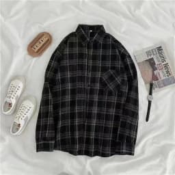 Vintage Plaid Shirts Women Autumn Long Sleeve Oversize Button Up Shirt Korean Fashion Casual Fall Outwear Tops Blusas Mujer