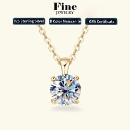 6.5mm 1.0 Carat D Moissanite Solitaire Drop Necklaces 18k Gold Plated Pendant Original Real 925 Silver Chain Jewelry for Women