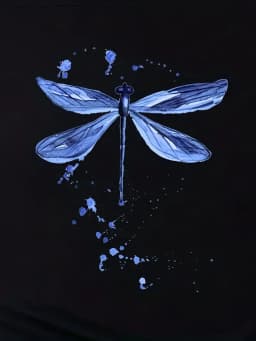 Plus Size Casual T-shirt Women's Plus Dragonfly Print Short Sleeve Round Neck Medium Stretch T-shirt