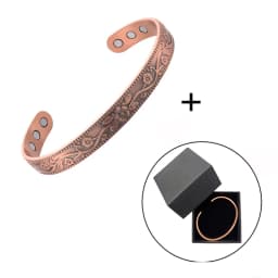 Magnetic Pure Copper Bracelet for Women Vintage Flower Energy Cuff Bangle Adjustable Jewelry Gift