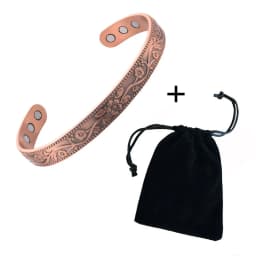 Magnetic Pure Copper Bracelet for Women Vintage Flower Energy Cuff Bangle Adjustable Jewelry Gift