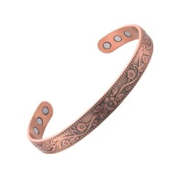 Magnetic Pure Copper Bracelet for Women Vintage Flower Energy Cuff Bangle Adjustable Jewelry Gift