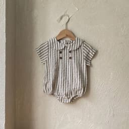Summer Cotton Toddler Bodysuit Stripe Thin Toddler One Peice Loose Turndown Collar Infant Onesie Newborn Clothing