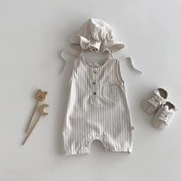 Summer Cotton Toddler Bodysuit Stripe Thin Toddler One Peice Loose Turndown Collar Infant Onesie Newborn Clothing