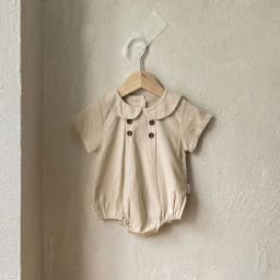 Summer Cotton Toddler Bodysuit Stripe Thin Toddler One Peice Loose Turndown Collar Infant Onesie Newborn Clothing
