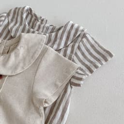 Summer Cotton Toddler Bodysuit Stripe Thin Toddler One Peice Loose Turndown Collar Infant Onesie Newborn Clothing