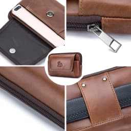 Genuine leather men's waist bag, cowhide multifunctional phone bag, can be worn with a belt hook