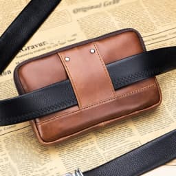 Genuine leather men's waist bag, cowhide multifunctional phone bag, can be worn with a belt hook