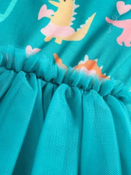 Summer 1-5 Years Little Girl Princess Dress Clothing Baby Girl Sleeveless Dinosaur Print Mesh Dress For Kids Girl Party