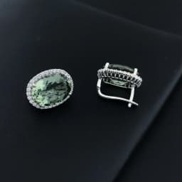Big Stone 19.5ct Real Natural Green Amethyst Earring Sterling 925 Silver Oval 12*16mm Fine Jewelry For Women Lady Party Gift