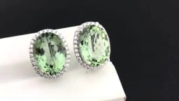 Big Stone 19.5ct Real Natural Green Amethyst Earring Sterling 925 Silver Oval 12*16mm Fine Jewelry For Women Lady Party Gift