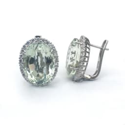 Big Stone 19.5ct Real Natural Green Amethyst Earring Sterling 925 Silver Oval 12*16mm Fine Jewelry For Women Lady Party Gift