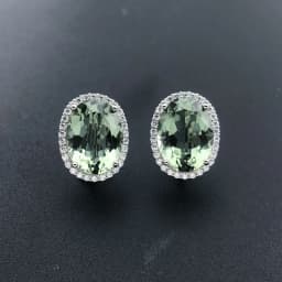 Big Stone 19.5ct Real Natural Green Amethyst Earring Sterling 925 Silver Oval 12*16mm Fine Jewelry For Women Lady Party Gift