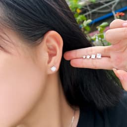 QooLady S925 Sterling Silver Exquisite Shiny Square Cubic Zirconia Stud Earrings for Women Trendy Jewelry Accessories Gift SE025