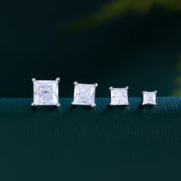 QooLady S925 Sterling Silver Exquisite Shiny Square Cubic Zirconia Stud Earrings for Women Trendy Jewelry Accessories Gift SE025