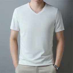 2026 Men's Waffle V Neck Short Sleeve T-Shirt Summer Comfortable Breathable Fashion Top in Solid Colors