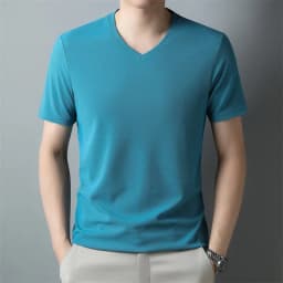 2026 Men's Waffle V Neck Short Sleeve T-Shirt Summer Comfortable Breathable Fashion Top in Solid Colors