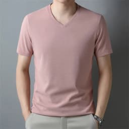 2026 Men's Waffle V Neck Short Sleeve T-Shirt Summer Comfortable Breathable Fashion Top in Solid Colors
