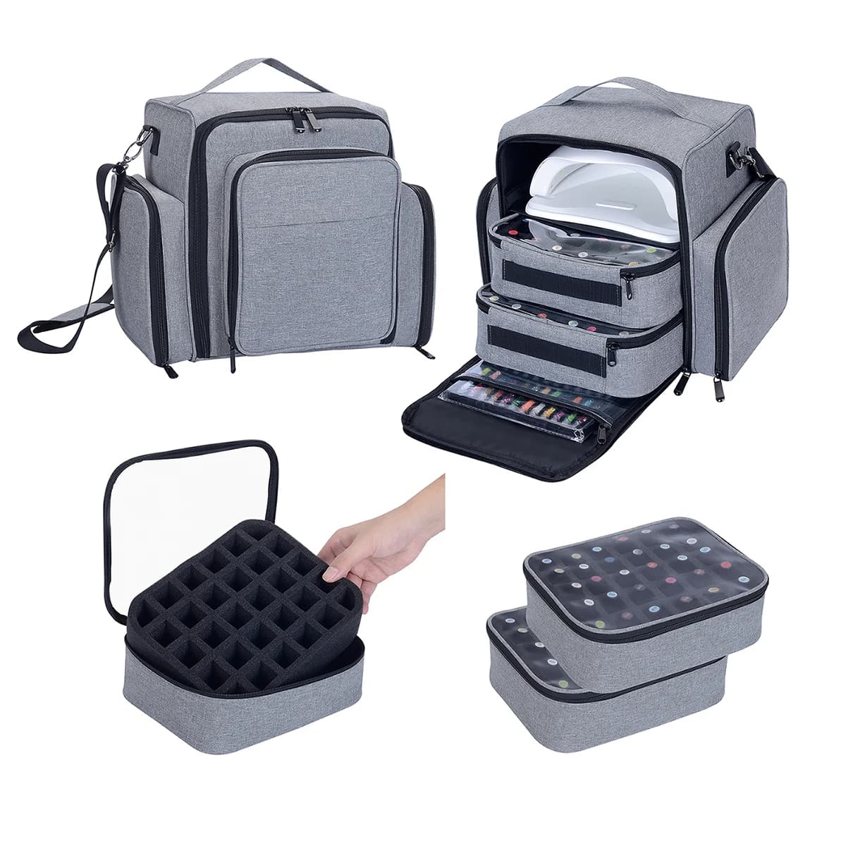 UOZL Large Capacity Nail Polish Organizer, Holds 60 Bottles of Nail Polish and Large Nail Art Lamp. Comes with 2 Independent Bag