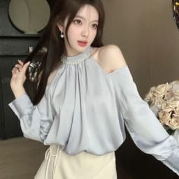 Spring Sweet Blouses For Women O-neck Long Sleeve Off Shoulder Tops Temperament Fashion Female Shirts Korean Ladies Clothes