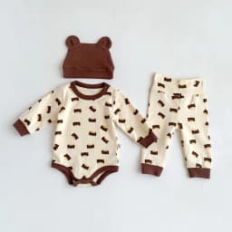 2024 Spring Baby Boys Girls Clothes Cotton Long Sleeved Top + Pant + Hat Three Piece Set Baby 0-2 Years Old Newborn Suit