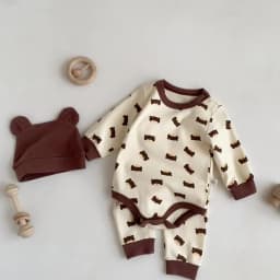 2024 Spring Baby Boys Girls Clothes Cotton Long Sleeved Top + Pant + Hat Three Piece Set Baby 0-2 Years Old Newborn Suit