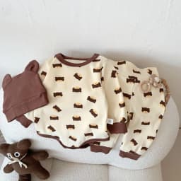 2024 Spring Baby Boys Girls Clothes Cotton Long Sleeved Top + Pant + Hat Three Piece Set Baby 0-2 Years Old Newborn Suit