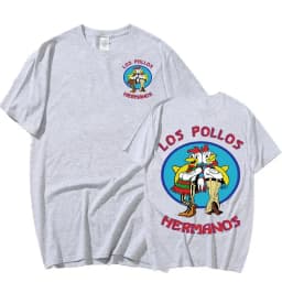 TV Series Breaking Bad Los Pollos Hermanos Double Sided Print T shirts Funny Chicken Brothers Men's Cotton T-shirt Streetwear