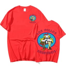 TV Series Breaking Bad Los Pollos Hermanos Double Sided Print T shirts Funny Chicken Brothers Men's Cotton T-shirt Streetwear