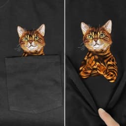 CLOOCL Animal T-Shirt Fashion Brand Summer Pocket Cat Stickers Printed T-shirts Mens Women Shirts Hip Hop Tops Funny Cotton Tees