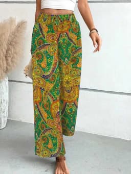 Summer Printing Wide Leg Pants for Women Straight Trouser New Fashion Elastic Waist Versatile Breathable Grace Ladies Streetwear