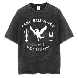 Vintage Washed Percy Jackson Tee Shirt Camp Half-Blood Harajuku Aesthetic T-shirt Men Women Casual Oversized T Shirts Streetwear