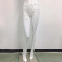 Sexy Y2K Streetwear Fishnet Rhinestone Pants Women Clothing See Through Club Party Pants Vintage Clothes Wide Leg Pants Trousers