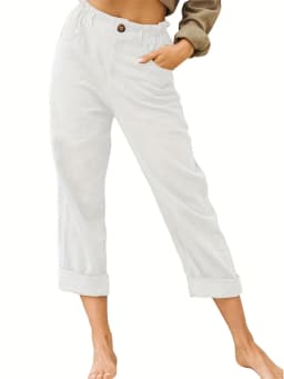 Summer 2026 New Ladies Cotton and Linen Straight Tube Cropped Casual and Comfortable Simple Women Radish Pants