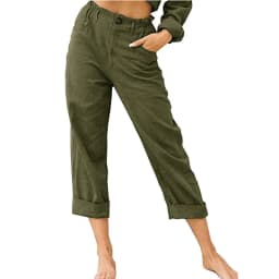 Summer 2026 New Ladies Cotton and Linen Straight Tube Cropped Casual and Comfortable Simple Women Radish Pants