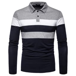 2026 Men's New Leisure Colored Long Sleeved Four Seasons Polo for Foreign Trade