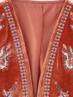 Women’s Embroidered Vest Tops Vintage Retro Classic Sleeveless Open Front Cardigan Velvet Vests Spring Fall Outwear Streetwear
