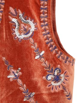 Women’s Embroidered Vest Tops Vintage Retro Classic Sleeveless Open Front Cardigan Velvet Vests Spring Fall Outwear Streetwear