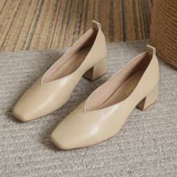 Spring Elegant Woman Square Toe Shallow 4CM High Heel Kawaii Retro Female Shoes Red Black Concise Barefoot Girl Loafers Shoes