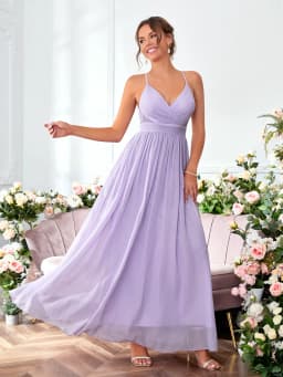 Mgiacy V-neck chiffon pleated elegant drop back halter Dress Evening Gown Ball dress Party dress Bridesmaid dress