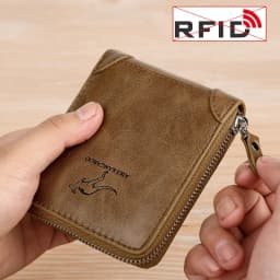 Luxury Designer PU Leather Wallet for Men Zipper RFID Credit Card Holder Wallets Men's Short Purses Coin Bag Business Purse