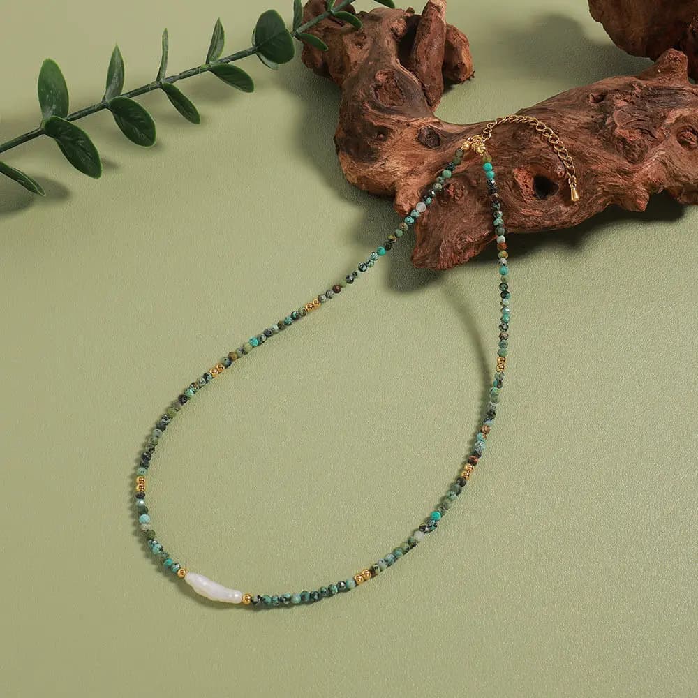 Pearl Natural Stone Beads Chain Stainless Steel Luxury Necklace Exquisite Fashion Handmade Charm Jewelry Women