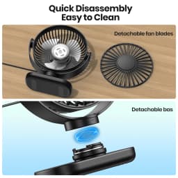 TOPK Mini Portable fan Standing fans for Room Camping,Rechargeable Electric USB Personal Fan Desk Table Stand Fan Table for Home