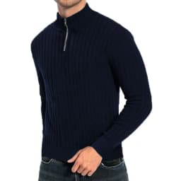 Men's semi-turtleneck zipper sweater Men's fall/winter loose sweater casual pullover long-sleeved sweater