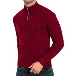 Men's semi-turtleneck zipper sweater Men's fall/winter loose sweater casual pullover long-sleeved sweater