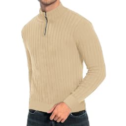 Men's semi-turtleneck zipper sweater Men's fall/winter loose sweater casual pullover long-sleeved sweater
