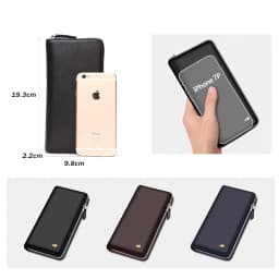 BISON DENIM Genuine Cowskin Leather Long Wallet RFID Blocking Clutch Bag Wallet Card Holder Coin Purse Zipper Male Long Wallets