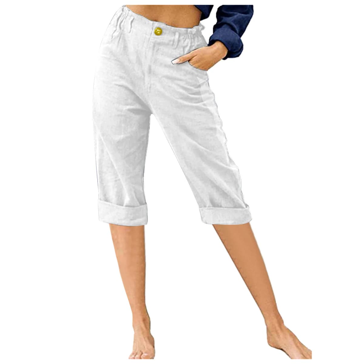 Retro Elastic Waist Pencil Pants Women's Casual Pants 2024 Summer New High-Waisted Slim Breathable Pants Seven Pants