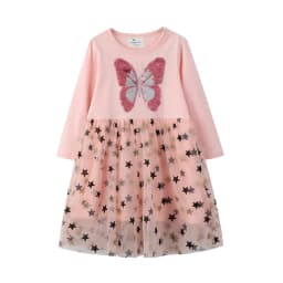 Jumping Meters Long Sleeve Princess Rainbow Children's Costume Autumn Spring Hot Selling Baby Birthday Tutu Dresses Kids Frocks